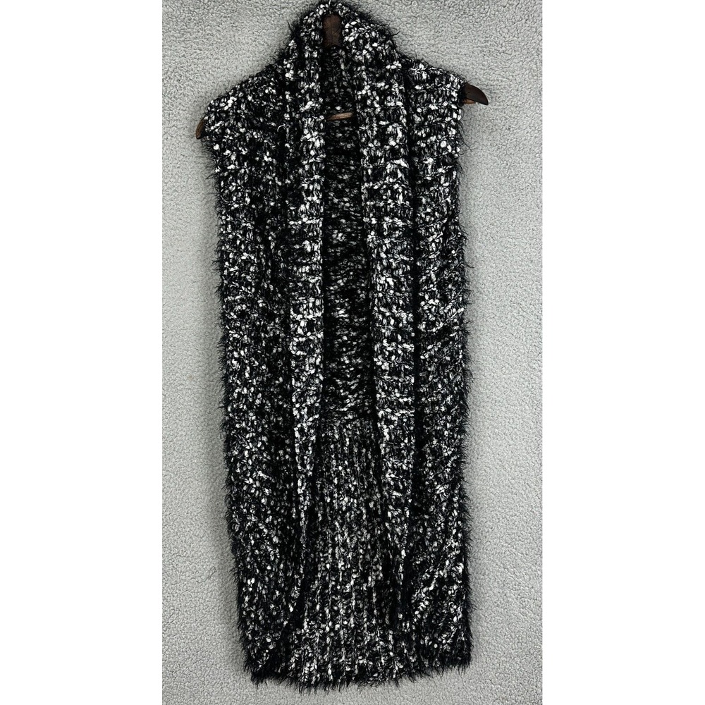 Chicos Open Front Knit Cardigan Womens Small 0 Cowl Neck Longline Quiet Luxury‎